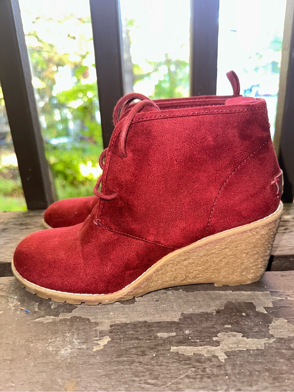 G.H. Bass & Co. Red Suede Wedge Ankle Booties